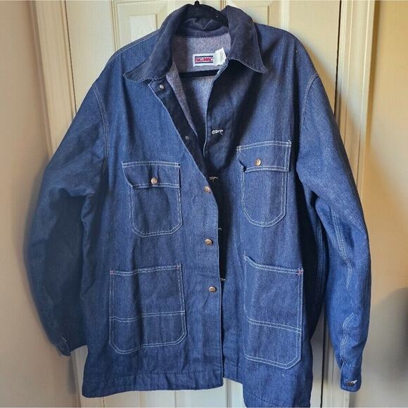 Vintage 1960-1970's Big Mac Denim Fleece Lined Work Wear Coverall Jacket Utility - Picture 7 of 12